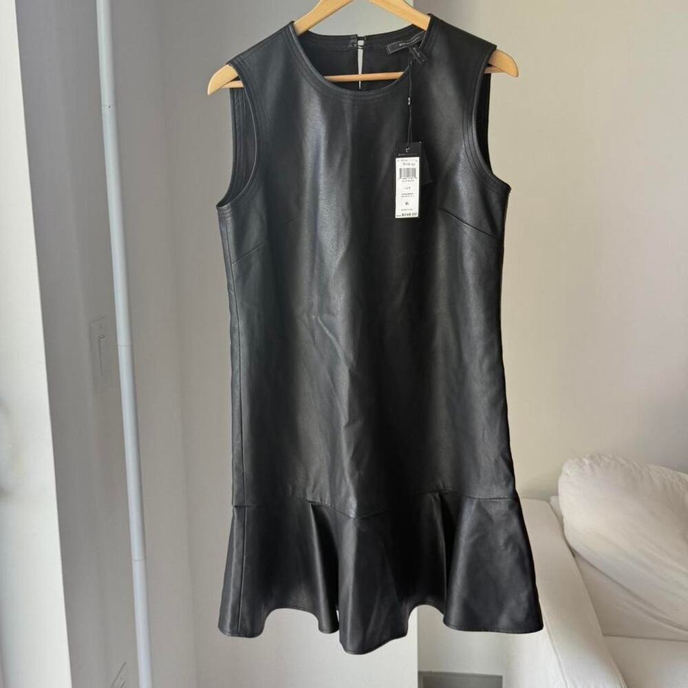 NWT BCBG Faux Leather Drop Waist Dress – Size S